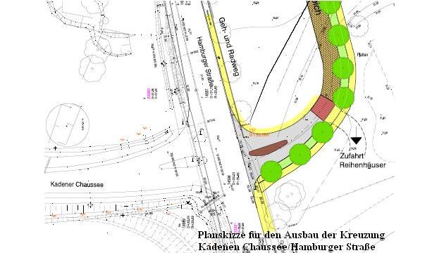 Direkt an die Kreuzung Kandener Chaussee/Hamburger Straße soll das geplante Wohngebiet angebunden werden.  
